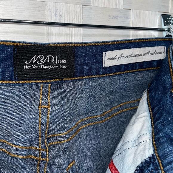 NYDJ Women’s Vintage Wide Leg Mid Rise Blue Denim Jeans Size 4 Hippie Boho - Picture 10 of 15